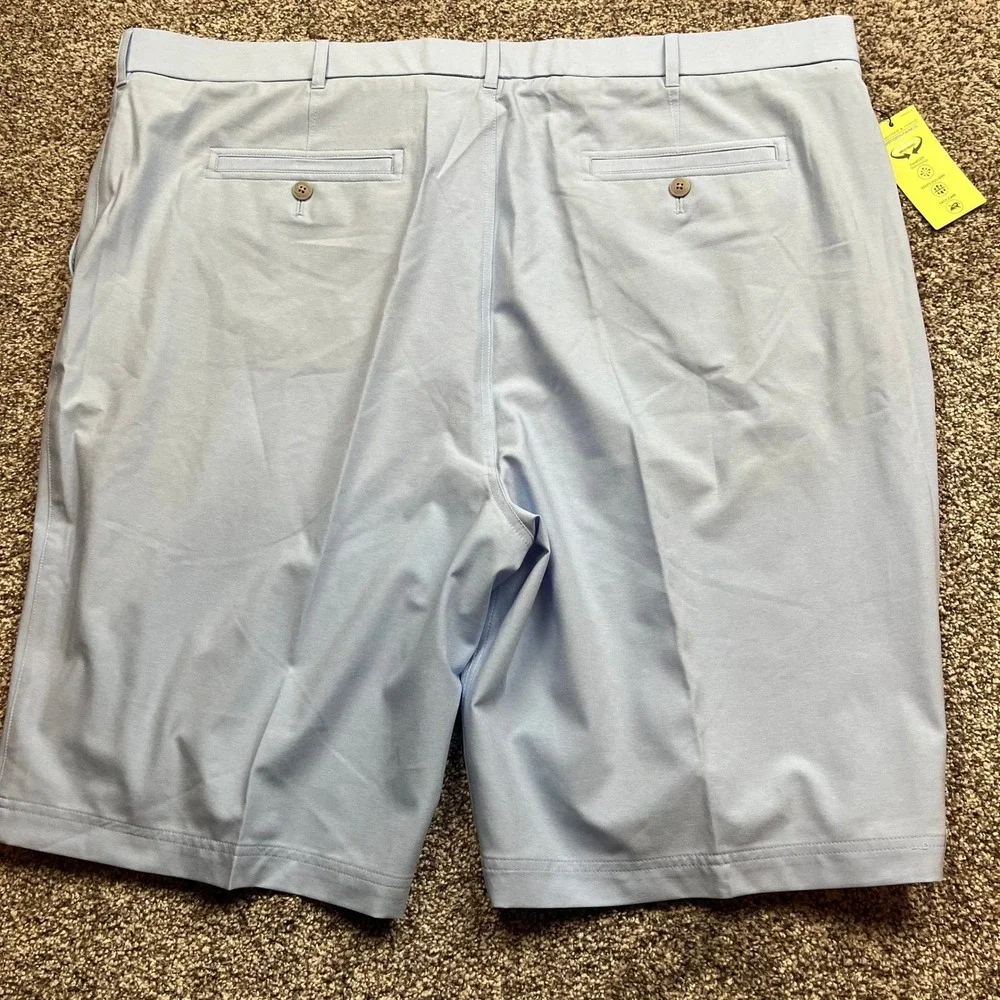 Roundtree Yorke Performance Shorts Mens 46 Flat Front Blue Classic Fit Casual
